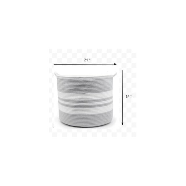 Homeroots 15" Gray and White Woven Rope Basket 399240 - main