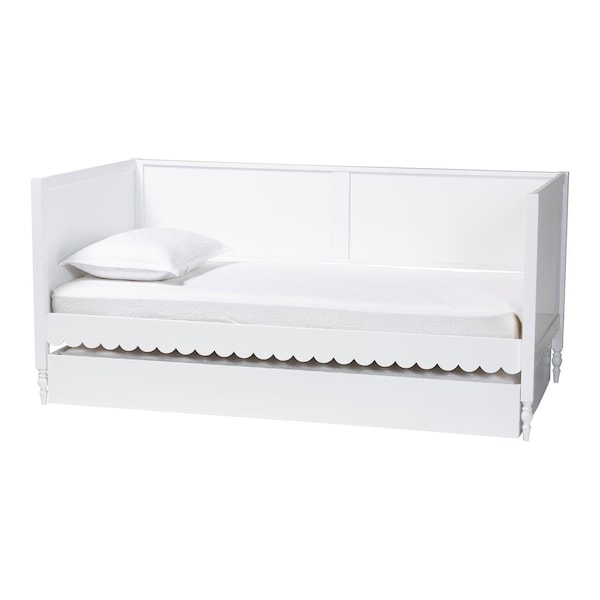Baxton Studio Roni Modern White Scalloped Wood Twin Daybed with Trundle 256-14086-14087-ZORO - main