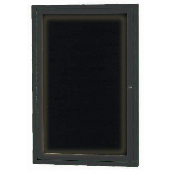 Aarco Illuminated Enclosed Letter Board Directory w/ Powder Coated Black Al Frame, 24''Hx18''W 1 Door ADC2418IBK - main