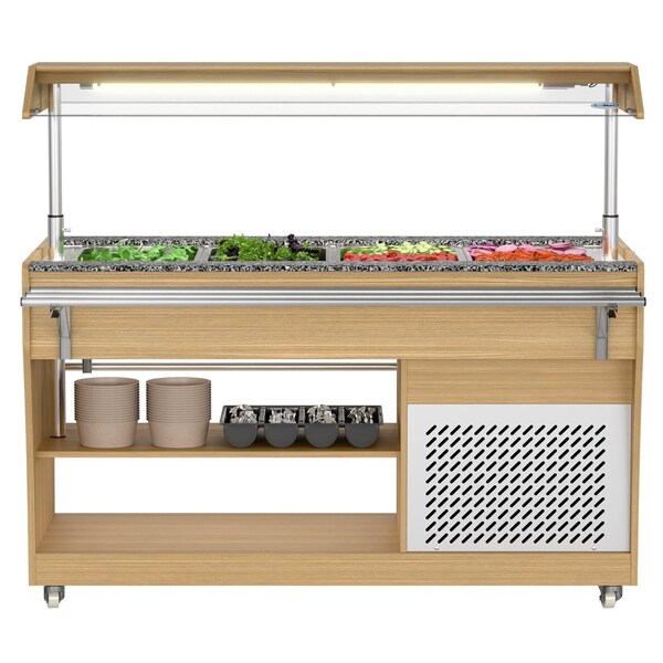 Koolmore 59 in. Commercial Refrigerated Buffet Table with Capacity for 4 Full-Size GN Pans, Serving Rail KM-RBT-54ACS - main