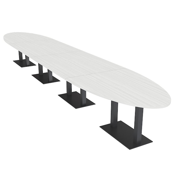 Skutchi Designs Oval Conference Table With Power, 48 in W, 264 in L, White HAR-OVL-48X264-DOU.BK-WA7976-NA - main