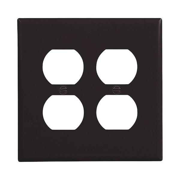 Eaton Wiring Devices Receptacle Wallplate, 4.87 in L, 4.94 in W, Mid, 2-Gang, Polycarbonate, Black PJ82BK - main