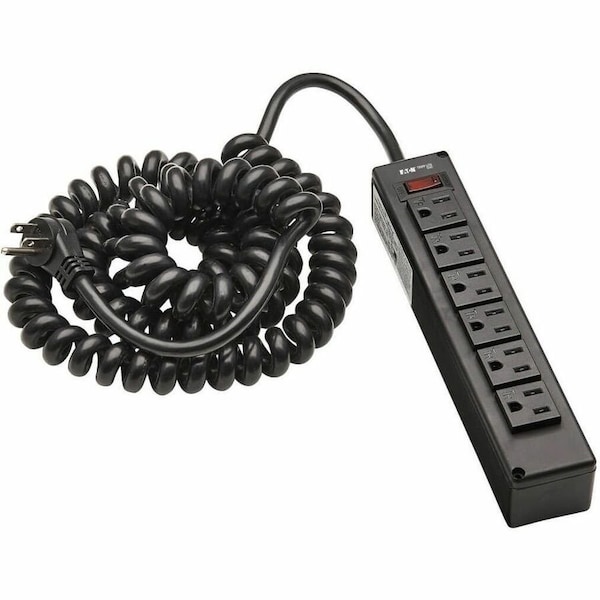 Tripp Lite Power Strip, Surge, 6 5-15R, 5-15P, 10 ft., Black TLP610COILAM - main