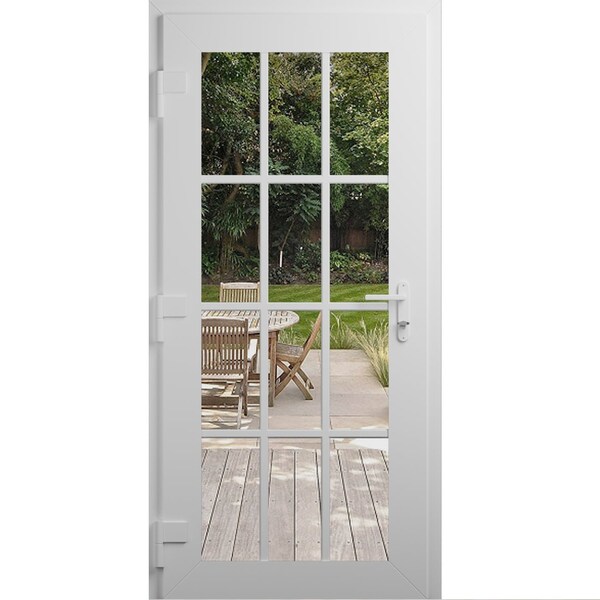 Vdomdoors Front Exterior Prehung Metal-Plastic Door Clear Glass / MANUX 8355 White Silk / Office Commercial a MANUX8355EXD-WS-W36xH80-RH-I - main