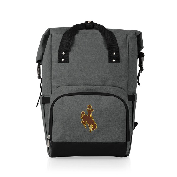 Picnic Time Family Of Brands NCAA Wyoming Cowboys On The Go Roll-Top Backpack CoolerHeathered Gray 616-00-105-696-0 - main