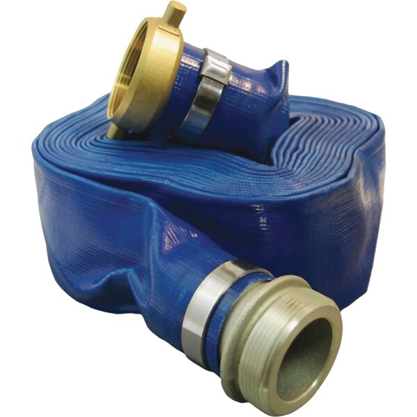 Apache 2'' x 25 Ft. Blue Reinforced PVC Lay Flat Discharge Hose with Male/Female Connections 98138040 - main