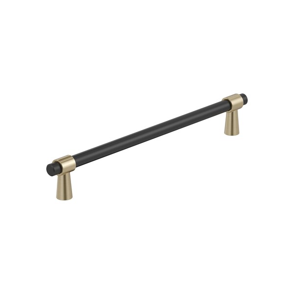 Amerock Mergence 7-9/16 inch 192mm Center-to-Center Matte Black/Golden Champagne Cabinet Pull BP36980FBBBZ - main