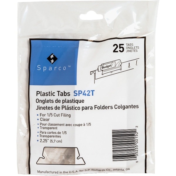 Business Source Index Tabs, Plastic, Clear, PK25 BSN42T - main