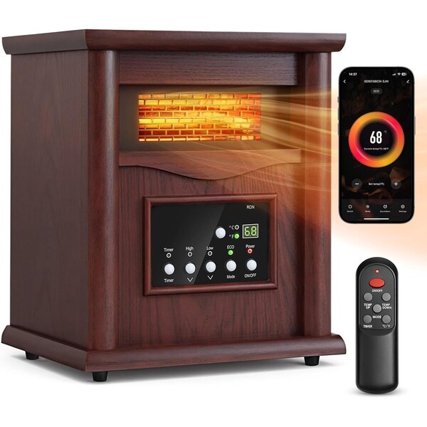 Edendirect 1500-Watt Electric Infrared Convection Space Heater with Remote Control, Wi-Fi , Brown ZR-GD9315BCW-3JAWF - main