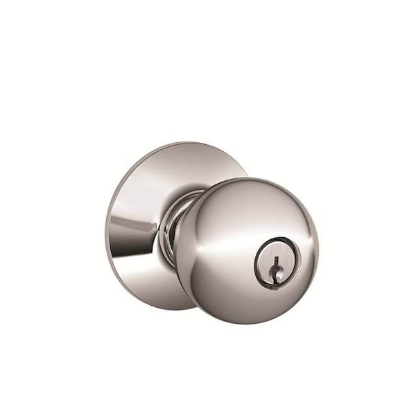 Schlage Residential Orbit Knob Storeroom Lock C Keyway with 16211 Latch and 10063 Strike Bright Chrome Finish F80ORB625 - main