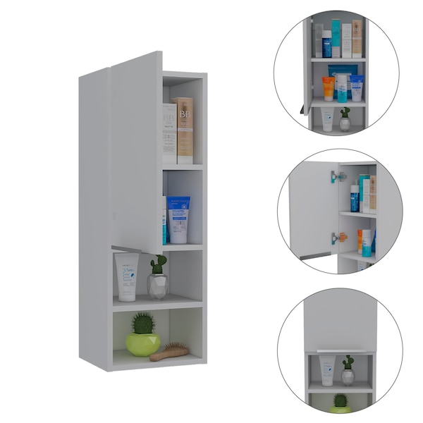 Homeroots 12" White Wood Floating Single Door Bathroom Vanity And Medicine Cabinet 543570 - main