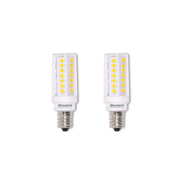 Bulbrite 60w Equivalent T6 Dimmable (E12) Candelabra Screw Base Warm Wht Lght Clear LED Lght Bulb, 2700K, 2PK 861602 - main
