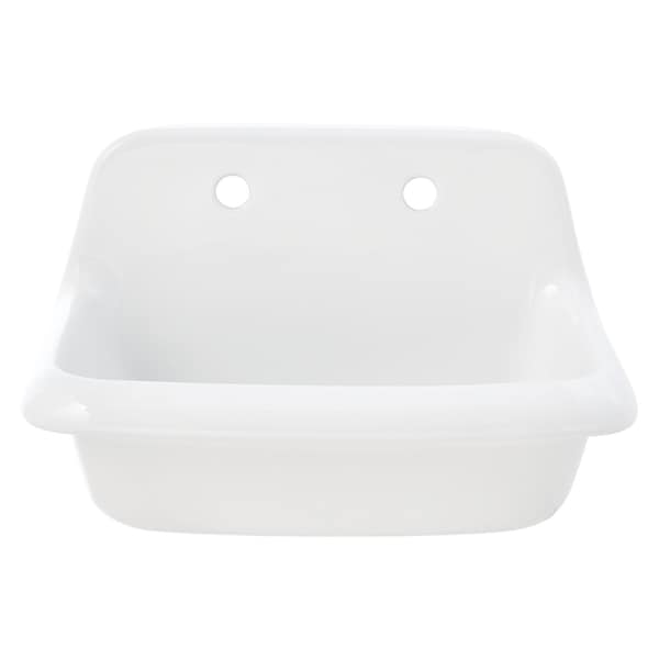 Kingston Brass 24" Ceramic Wall Mount Bathroom Sink, 8-Inch, 2 Hole, Glossy White GPLWS241715 - main