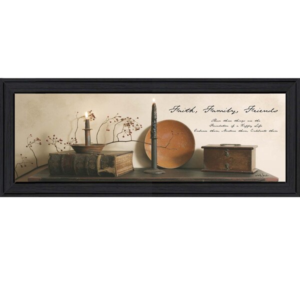 Homeroots Faith Family and Friends Black Framed Print Wall Art 404629 - main