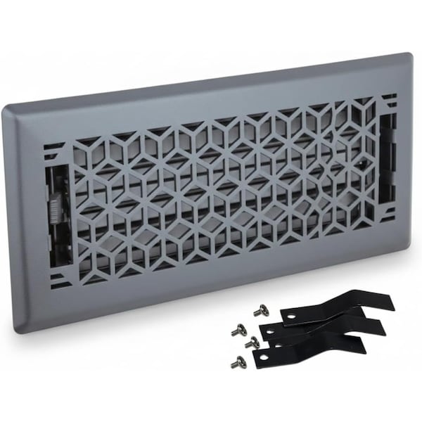Sierra Grates 4 in. H X 14 in. W Powder Coat Steel, Granite Grey Floor Register VEC414-GRY - main