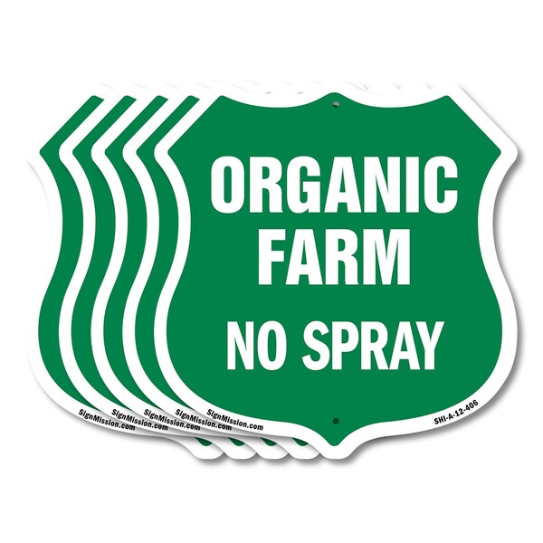 Signmission No Spray Shield Sign Organic Farm, 12 inch X 12 inch, Aluminum Metal Sign, 5PK SHI-A-5Pack-12-406 - main