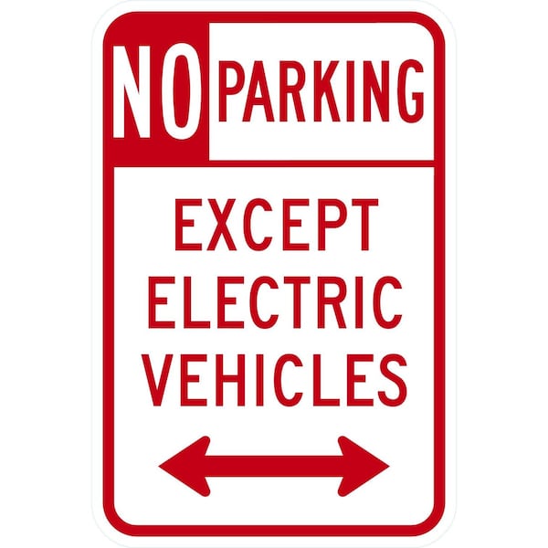 Lyle Except Electric Vehicle With Bidirectional Arrow, 12x18, High Intensity Prismatic, White G-4255-HI_12x18 - main