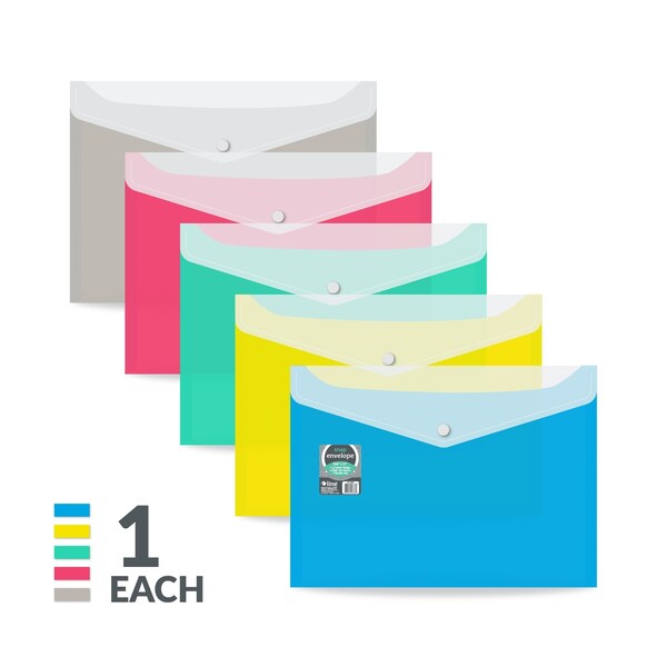 C-Line Products 8-1/2" x 11" Assorted Snap 'N Go Reusable Poly Envelope, 1/EA, 24EA/DS, 2DS/CT 99366-DS - main