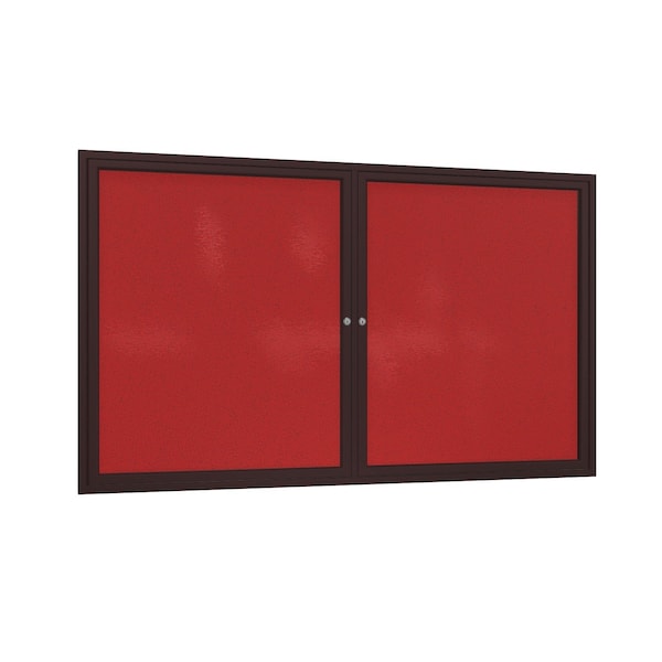 Ghent 2 Door Enclosed Fabric Bulletin Board, Bronze Aluminum Frame, 4'H x 5'W, Red PB24860F-98 - main