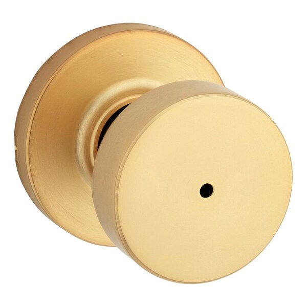Kwikset Pismo Knob with Round Rose Privacy Lock with 6AL Latch and RCS Strike Satin Brass Finish 730PSKRDT-4 - main