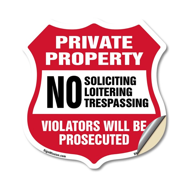 Signmission Private Property Shield Sign No Soliciti, 12 Inch X 12 Inch, Vinyl Decal SHI-D-12-452 - main