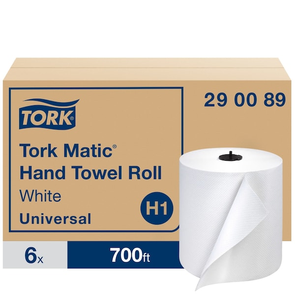 Tork Hardwound Paper Towel Roll, 1 Ply, Continuous Roll Sheets, 700 ft, White, 6 PK 290089 - main
