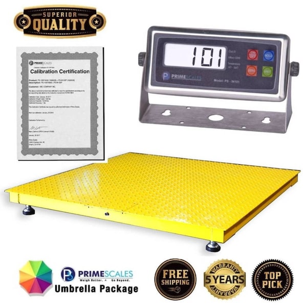 Prime Systems New 1000 LBS Digital Industry Shipping Postal 24x24, 2'x2', Floor Scale Yellow PS-700-2x2 - main