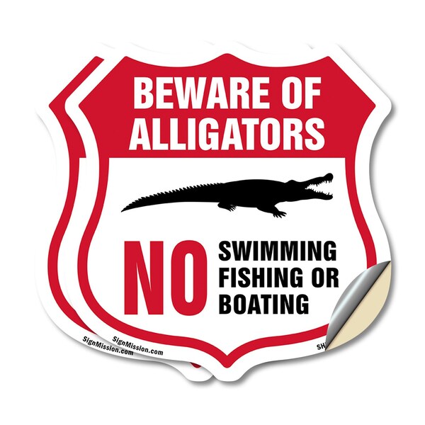 Signmission Alligator Warning Shield Sign Beware Of, 18 inch X 18 inch, Vinyl Decal, 2PK SHI-D-2PACK-18-358 - main