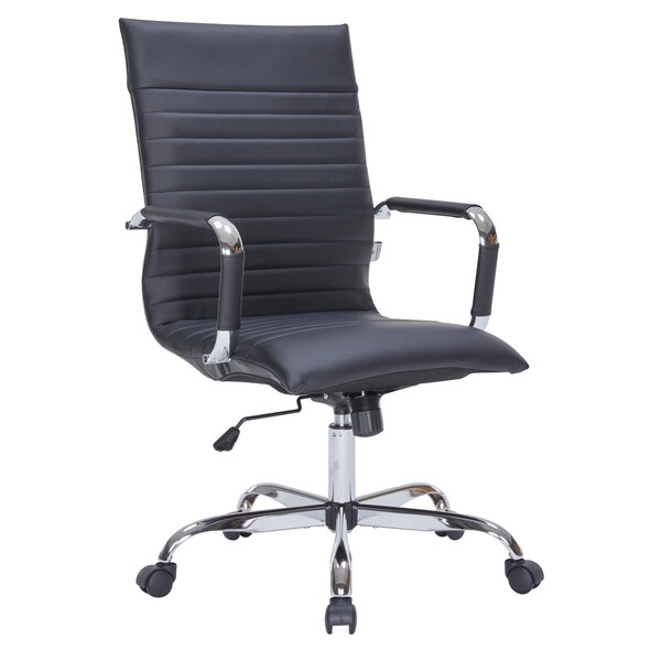 Leisuremod Harris High-Back Faux Leather Office Chair, Black HOT19BLL - main