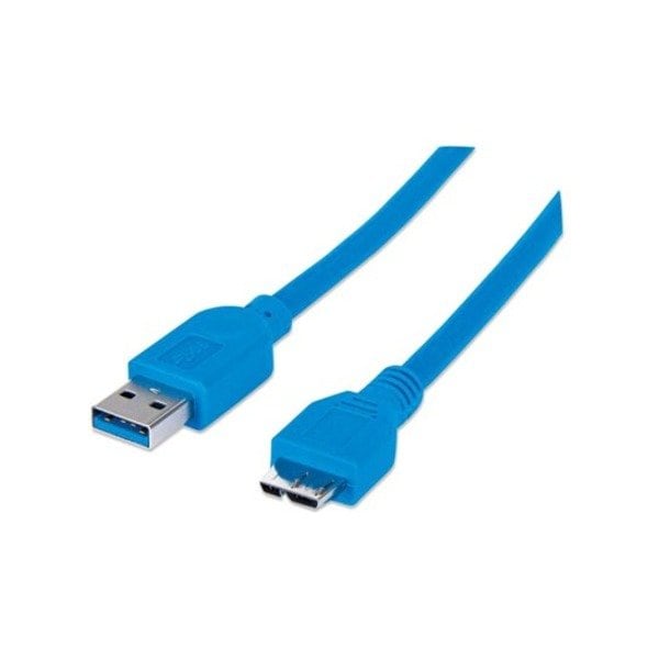 Manhattan SuperSpeed USB 3.0 A Male to Micro B Male Device Cable, 5 Gbps, 3 ft (1m), Blue 325417 - main