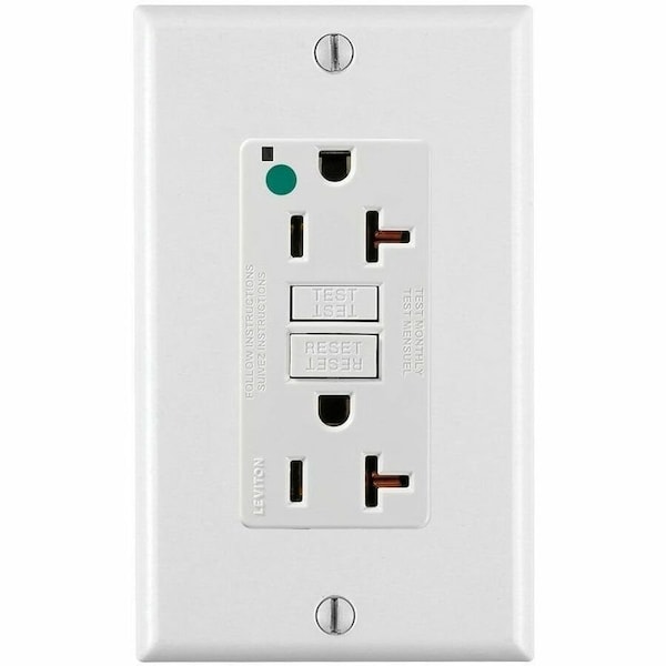 Leviton Extra-Heavy Duty, Hospital Grade, Self-Test GFCI Receptacle, 20 Amp, 125 Volt, White GFNT2-HFW - main