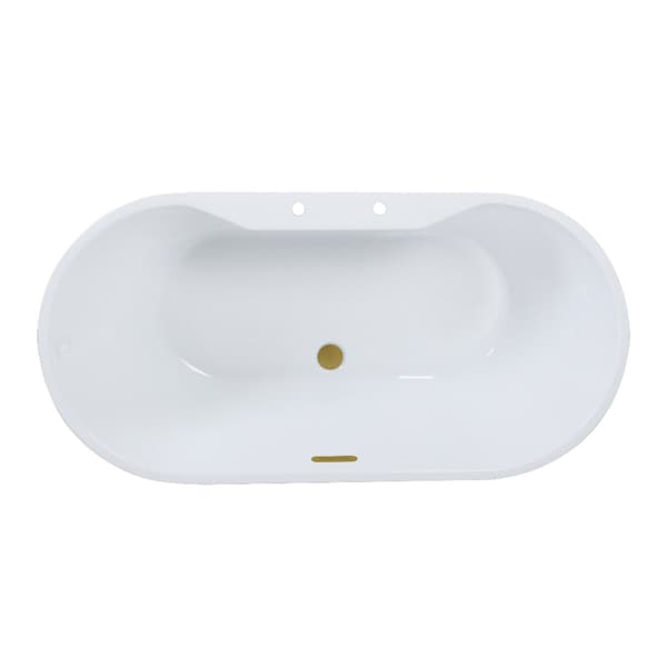 Kingston Brass 51" Acrylic Oval Double Ended Freestanding Tub with Drain, Glossy White/Brushed Brass VT7DE512823C427 - main