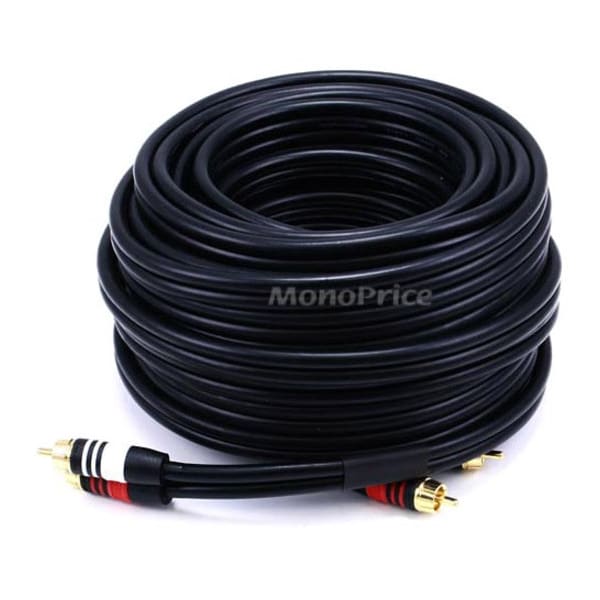Monoprice 50ft Premium 2 RCA Plug/2 RCA Plug M/M 22AWG Cable - Black 2868 - main