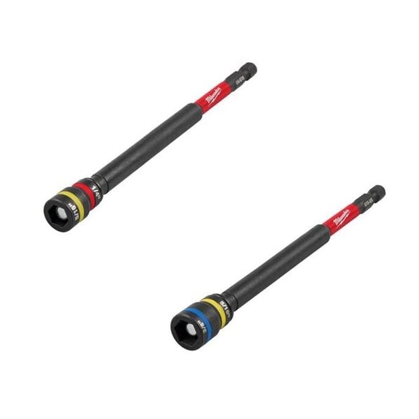 Milwaukee Hand Trucks SHOCKWAVE Impact Duty 5/16 x 3/8 and 1/4 x 5/16 x 6in and QUIK-CLEAR 2-in-1 Magnetic Nut Driver 49-66-4745+49-66-4746 - main
