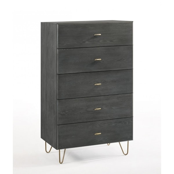 Homeroots 30" Grey Manufactured Wood Five Drawer Chest 473083 - main