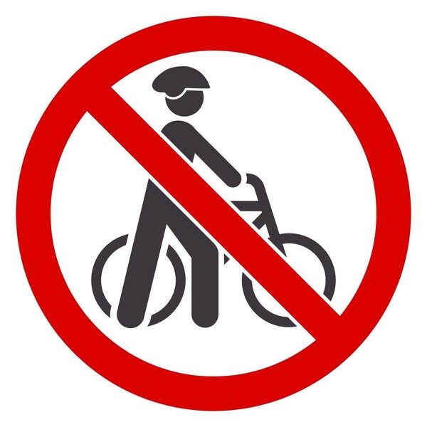 Lyle ISO Do Not Walk Your Bike Symbol, 11.75x11.75, Non-Reflective, White G-1926-NA_11.75x11.75 - main