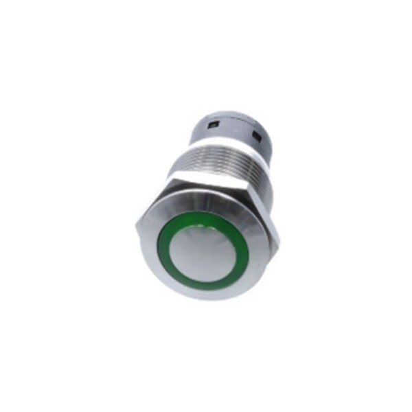 Switch Components Anti Vandal 19mm Dia, 8P DPDT ON-ON, Green LED, IP67 PD-2E-DC-9-GL - main