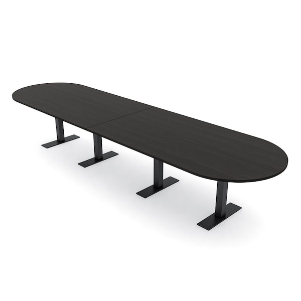 Skutchi Designs 14ft Racetrack Conference Table With Power | Harmony Series | 14 Person Meeting Room Table HAR-RAC-48X168-T.BK-U999ST19-NA - main