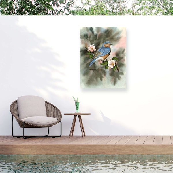 Trademark Fine Art Outdoor Canvas Art Dave Bartholet 'Bluebird' Wall Art for Patios, or Gardens GRL01494-OC2432WR - main