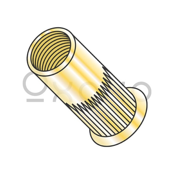Oxoxo M6X1.0X3.20 Metric Thin Head Round Open-End Ribbed Rivet Nut Steel Zinc Yellow Zinc, 2000PK 540535 - main