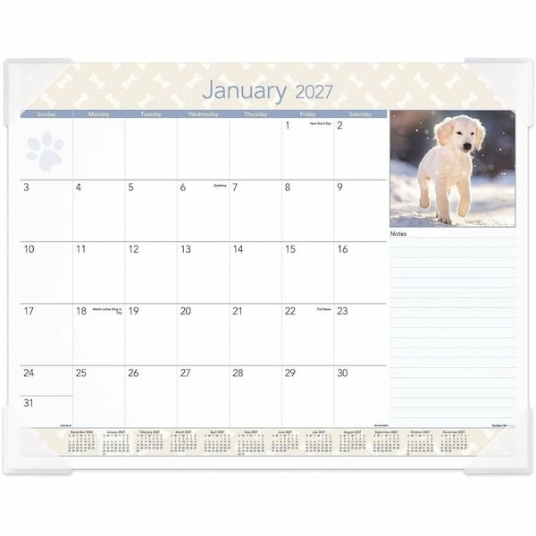 At-A-Glance Puppies Monthly Desk Pad Calendar, 22 x 17, 2022 DMD16632 - main
