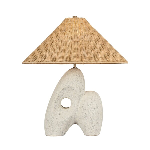 Troy Lighting Nairn 1 Light Table Lamp by Chandler McLellan, Patina Brass and Ceramic Rustic Bone, 22in x 24.5in PTL3425-PBR/CUB - main