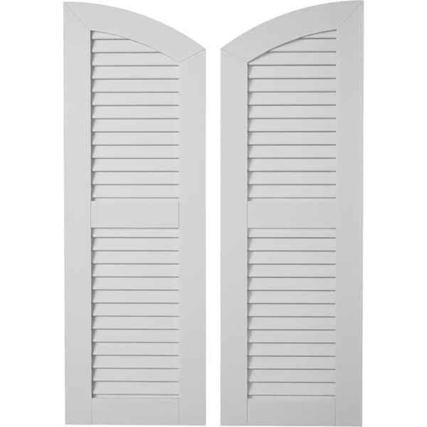 Ekena Millwork Timberthane Smooth Two Equal Louver w/Elliptical Top Faux Wood Shutters, 12W x 76H, 72 Low Side, PR SHULVL12X76SMPR - main