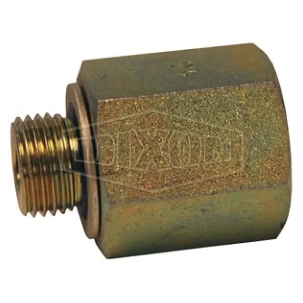Dixon Hydraulic Tube To Pipe Adapter, 3/4-14 x M27x 2 Nominal, Female NPTF x Male Metric Parallel, Steel M7455-12-27 - main