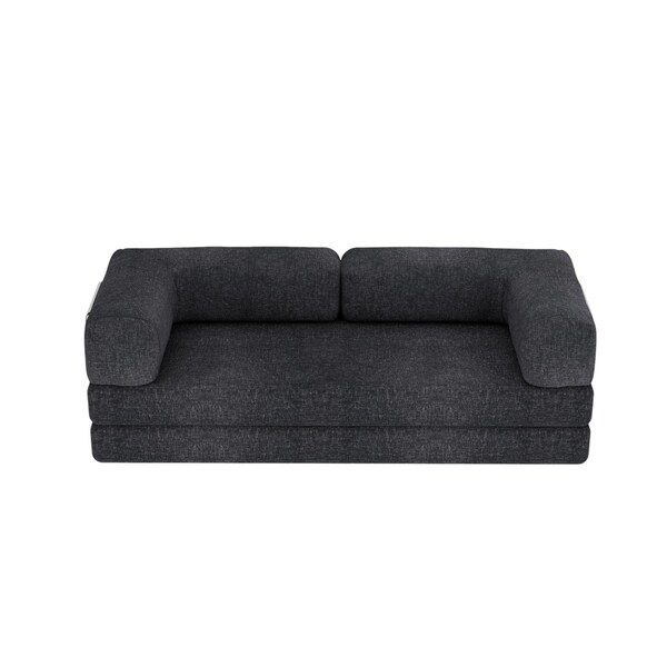 Homeroots 82" Gray Chenille Convertible Futon Sleeper Sofa 706807 - main