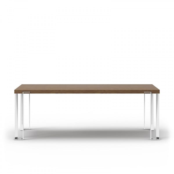 Homeroots 95" Walnut And Chrome Rectangular Manufactured Wood And Stainless Steel Dining Table 487374 - main