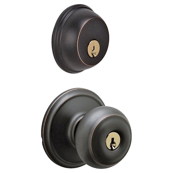Schlage Georgian Series Knob Lockset, 2 Grade, Keyed Alike Key, Steel, Aged Bronze, K4 Keyway FB50NVGEO716KA4 - main