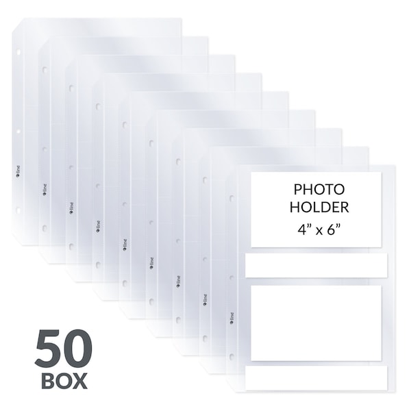 C-Line Products 8-1/8" x 11-1/4" Clear 35mm Ring Binder 5 x 7 Photo Storage Pages, 50/BX 52564 - main