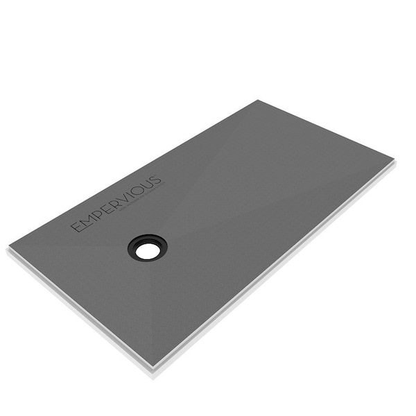Emser Tile Empervious Series Shower Pan With Drain, 60 in L, 32 in W, 1 in H, Fiberglass/XPS Foam ZGBSP3260OD - main
