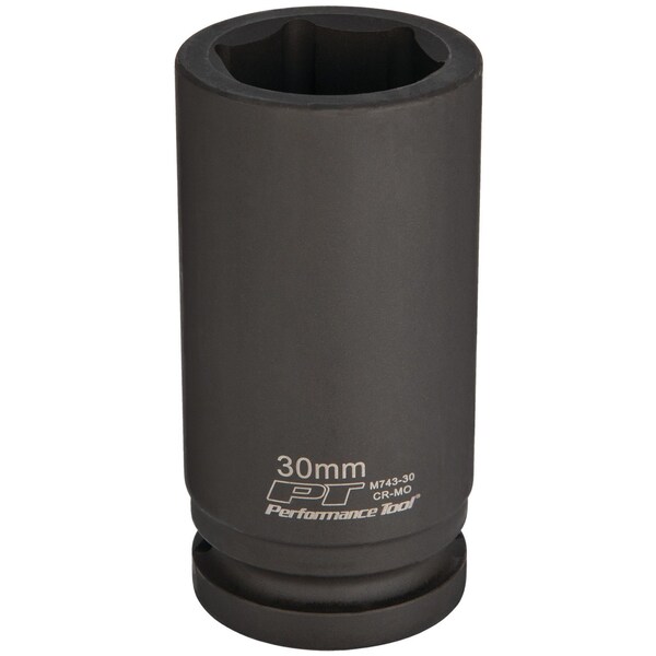 Performance Tool 3/4 in. Dr 30mm Deep Impact Socket, Chrome Moly, Phosphate Coated M743-30 - main